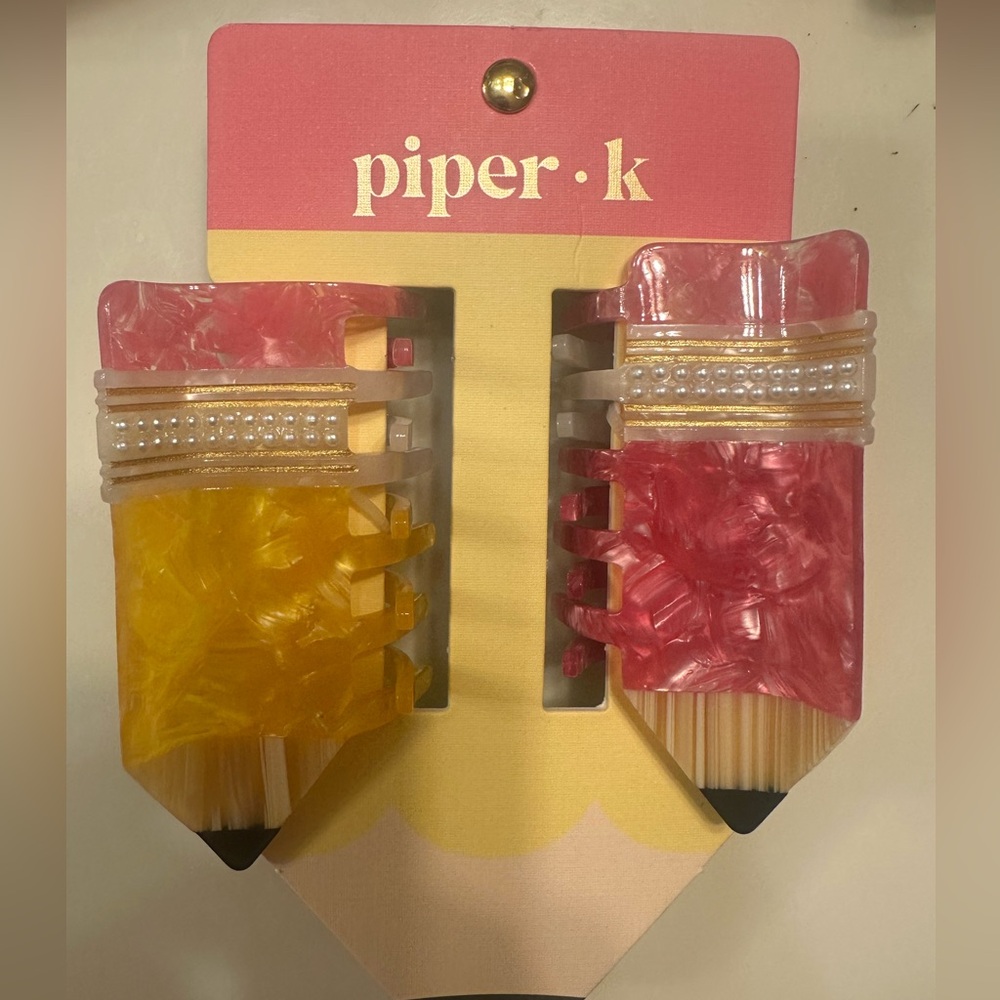 Piper K Pink and Yellow Hair Clips